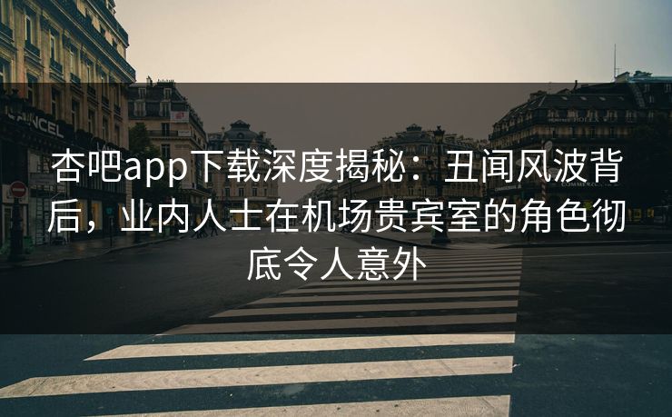 杏吧app下载深度揭秘：丑闻风波背后，业内人士在机场贵宾室的角色彻底令人意外