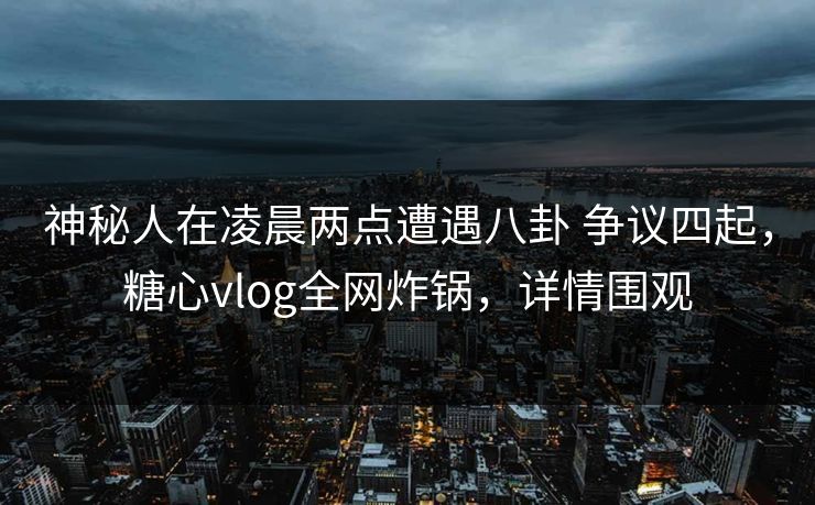 神秘人在凌晨两点遭遇八卦 争议四起，糖心vlog全网炸锅，详情围观  第1张