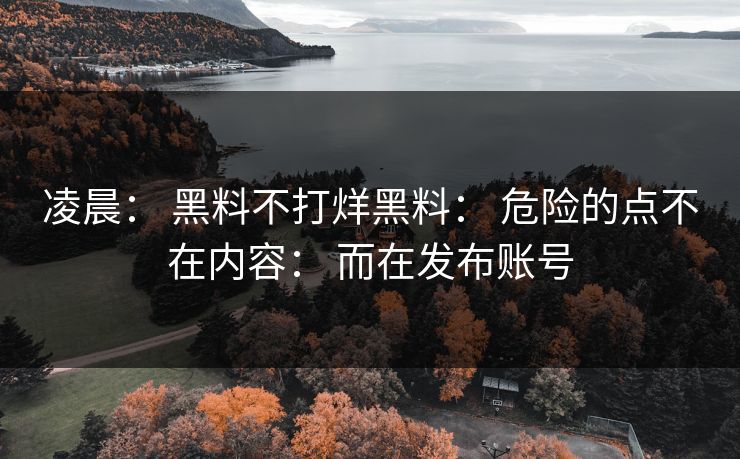 凌晨： 黑料不打烊黑料： 危险的点不在内容： 而在发布账号